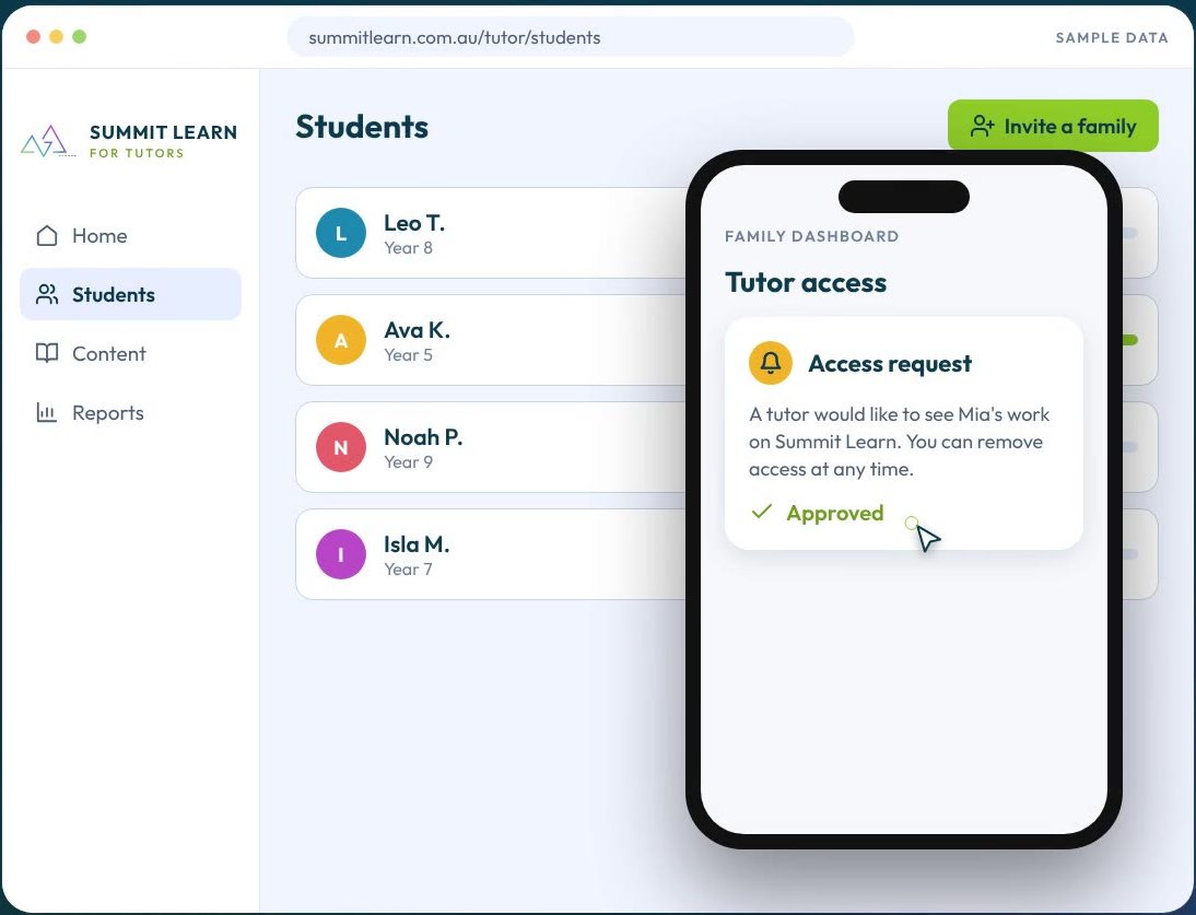 A parent approving tutor access on their phone